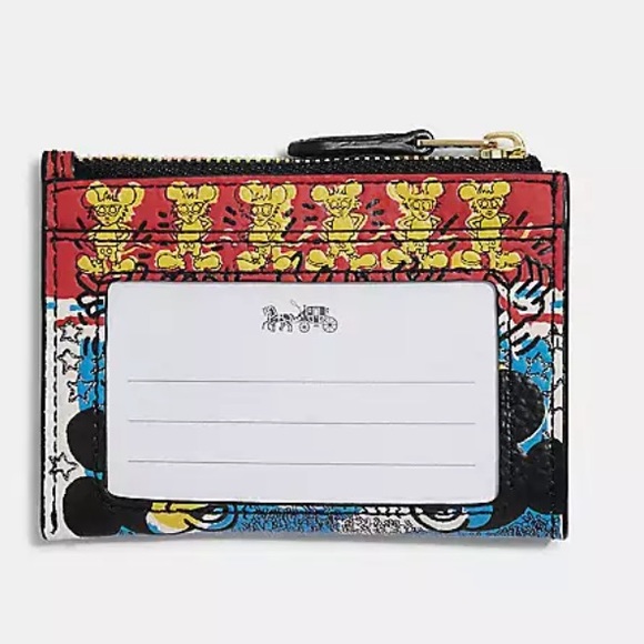 COACH Collab Keith Haring & Disney Mickey Mouse Card Holder NWT - Picture 2 of 4
